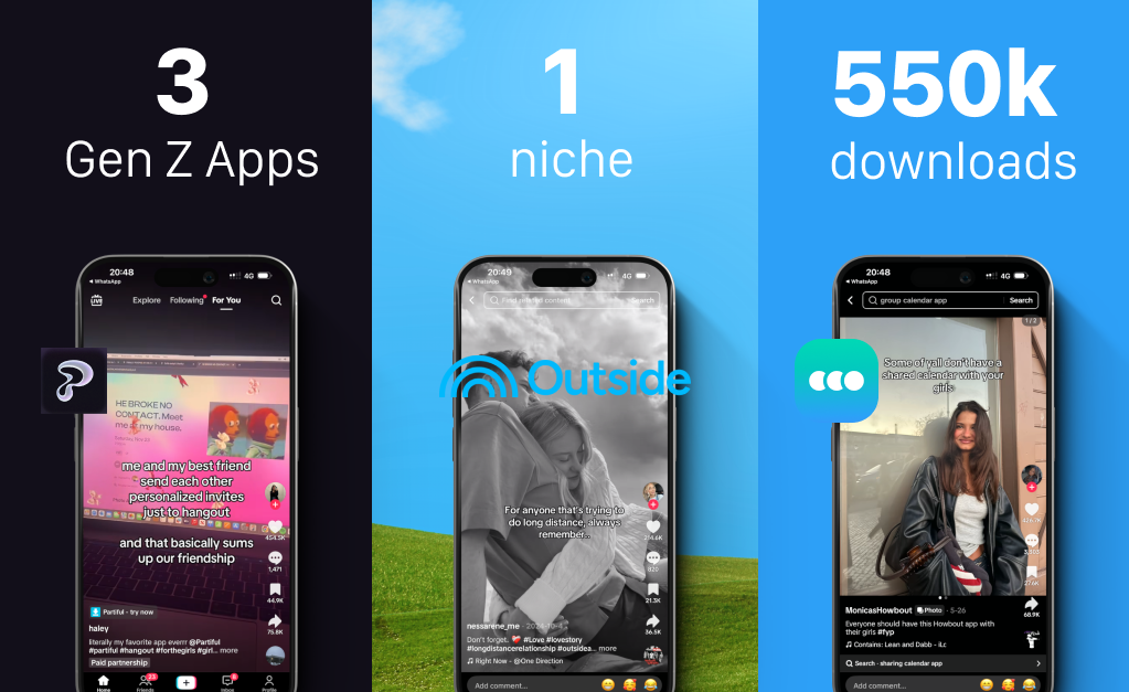 3 Gen Z apps, 1 niche, 550k downloads